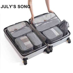 7 pcs set Men Travel Bag Sets Waterproof Packaging Cube Portable Clothes Sorting Case Women Luggage Organizer Bag Accessories Dropship J220708