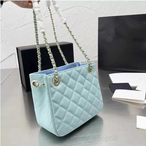 Bolsa feminina 17,5cini Bolsas femininas de grife Caviar granulado Compras Bolsa Crobody dupla Correntes de metal douradas Diamond Quilting Shoultop