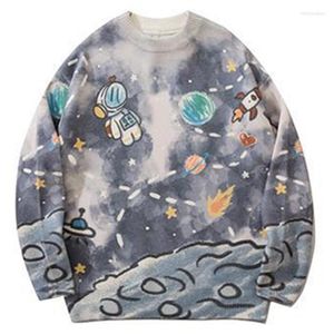Sweaters masculinos Hombres de cielo estrellado Harajuku suéter de punto 2022 parejas japonesas Hip Hop Streetwear O Neck Fashion Flower Mujeres Time22