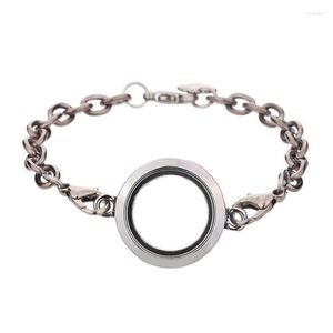 Brazalete de cadena redonda de cristal liso con memoria viva, medallón flotante, dijes colgantes de aleación, joyería DIY, fabricación de pulsera para mujeres y hombres, brazalete Kent22