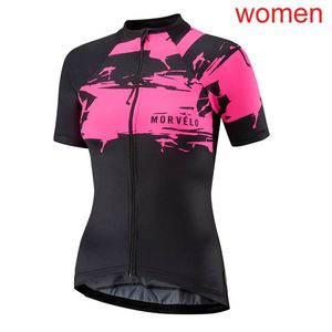 Neues Team MORVELO Damen-Radtrikot, Sommer, atmungsaktiv, kurze Ärmel, Mountainbike-Shirt, schnell trocknend, Fahrrad-Tops, Outdoor-Sport-Uniform, Y22070206