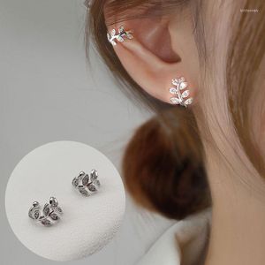 Clip-on & Screw Back Fashion Leaf Clip Earring For Women Without Piercing Puck Rock Vintage Crystal Ear Cuff Girls Simple Jewerly GiftsClip-