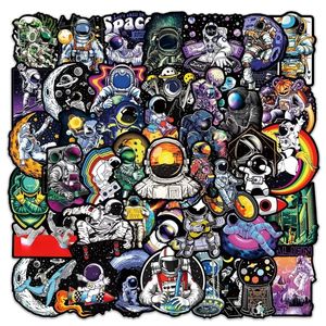 Bulk Pack of 50 Space-Themed Waterproof Vinyl Stickers for Laptops, Luggage & Bicycles - Colorful Astronaut and Cosmic Motifs
