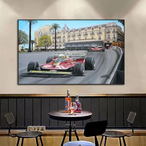 Jody Scheckter 1979 Monaco Grand Prix Racing Car Print Canvasmålning Heminredning Väggkonstbild för vardagsrumsinredning