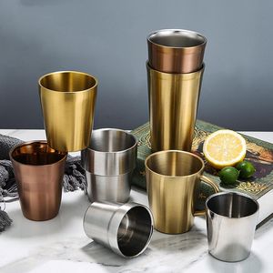 Mugs Double-walled Espresso Cups Stainless Steel Mug Coffee Cup Beer Wine Glasses Beautiful Tea Insulation Cold InsulationMugs