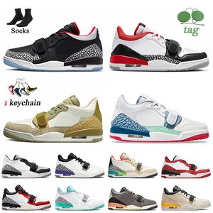 Autentyczny OG 2022 Jumpman Low Basketball Shoes Legacy 312 Cement Black Toe Olive Gold Tones Chicago Flag Just Don Billy Hoyle Lakers Treakers Secnery Rozmiar 36-46