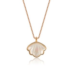 Sterling Silver S925 White Shell Lifetime Necklace Female Hot Girl Shell Niche Fan-Shaped Ornament