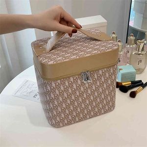 Wholesale cosmetics stores resale online - bag Vintage printing portable double layer high capacity ins wind net red cosmetic storage purses stores sale
