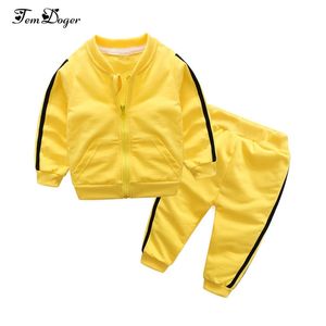 Tem Doger Beaby Boys Stells Sets Осенние детские хлопковые спортивные костюмы на молнии на молнии брюки 2 шт.