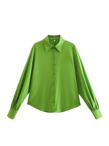 Женские блузкие рубашки Женщины 2022 Мода Асимметричная мягкая сенсорная винтажная пуговица с длинным рукавом-пленка