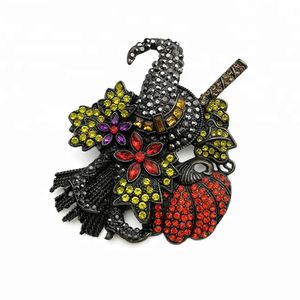 10 Pcs/Lot Fashion Jewelry Brooch Witch Rhinestone Enamel Pumpkin Pins For Halloween Gift/Decoration