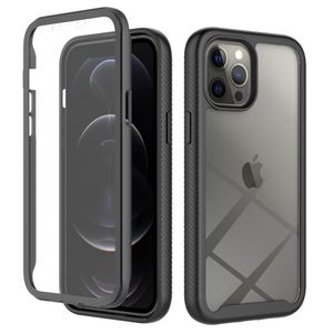 Shockproof Clear PC Cases Built-in Screen Protector TPU Bumper Rugged Defender Cover for iPhone 12 Pro Max /iPhone 12/12 Pro 6.1 /12 Mini 5.4 Phone Case