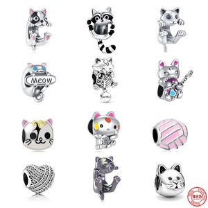 925 Sterling Silver Charms Cute Lucky Cat DIY Exquisite Bead Suitable Beads Original Fit Bracelet Jewelry Making DIY Gift