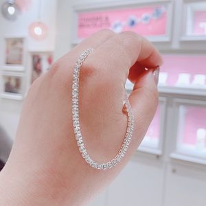 925 Sterling Silver Sparkling Tennis White CZ Fashion Bracelet Fits For European Pandora Bracelets Charms and Beads