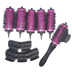 6pcset 3 tamaños mango desmontable cepillo de rodillo para el cabello con clips de colocación de aluminio cajón de cerámica peluquería 220606