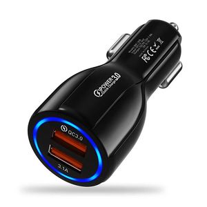 QC3.0 Caricabatteria da auto rapido 6A Dual USB Accendisigari per valuta Ricarica rapida per iPhone Adattatore per auto Xiaomi