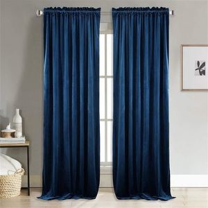 Moderno sólido veludo cortinas blackout para sala de estar quarto macio e confortável cortinas janelas tamanho personalizado porta lisa w220421