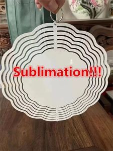 Blank Sublimation Wind Spinner Decorações Metal Painting Ornament Double latera