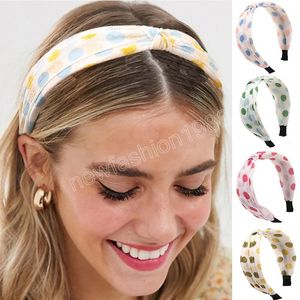 Mesh Polka Dot Stirnband Frühling Mode Mädchen Haar Hoops Kopfbedeckung Geknotet Rutschfeste Kopf Hoop Breite Haarbänder Haar Zubehör