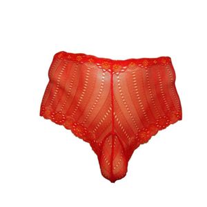 Unterhosen Candy Cherries Sissy Höschen Sexy Herrenunterwäsche Transparenter Gay Tanga Roter Beutel Hohe Taille G-String Erotische Slips JockstrapUnder