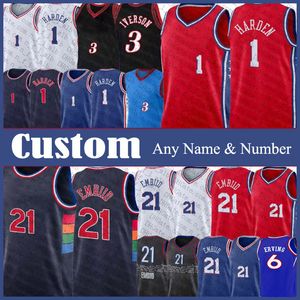 21 Joel 1 James Embiid Harden Custom Mens Basketball Jersey 3 Allen 6 Julius Iverson Erving 0 Tyrese 12 Tobias Maxey Harris Matisse Furkan Danny Thybulle Korkmaz Green