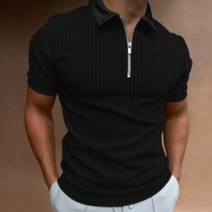 メンズポロス男性サマーソリッドプリントTシャツエラスティックターンダウンカラー半袖トップスティールカラーシャツメンメンズ