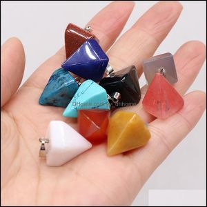 Charms Jewelry Findings Components Natural Crystal Pyramid Shape Stone Point Handmade Pendants For Necklace Earrings Dhqtz