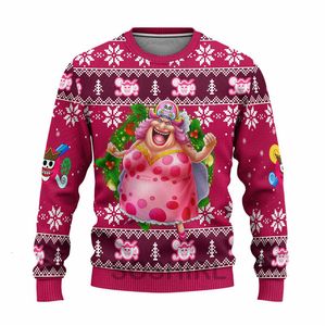 Bluzy bluzy bluzy bluzy zabawne brzydka bluza świąteczna Charlotte Linlin anime 3D Modna pullover Hip Hop Streetwear Men Ubranie 230206