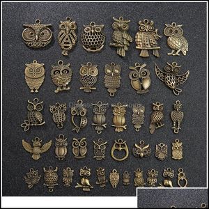 Vintage blandade 20st Metal Owl Birds Animal Charms Pärlor handgjorda diy för armband hängande hantverk smycken som gör jllpzj droppleverans 2021 ar