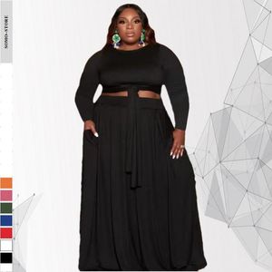 Women's Plus Size Tracksuits Set 2 Piece Sets Sexy Womens Outfits Fall Workplace Leisure Pure Color Tall Waist Long Sleeve Wholesale Drop