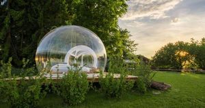 Kommersiellt uppblåsbart bubbeltält 3M Dia Transparent hotell för utomhuscamping PVC bubbelhus