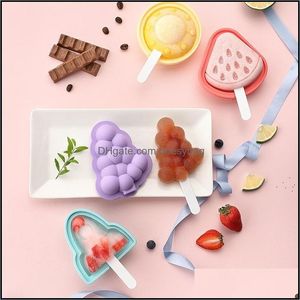 Utensili per gelato Cucina Cucina Sala da pranzo Bar Giardino domestico Stampi per ghiaccioli carini per bambini Forma di anguria e uva Sile M Dhvwm