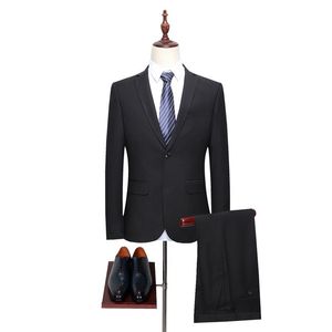 Ternos masculinos Blazers Primavera e outono Business Solid Business Casual Versão coreana Trendência Blackmen de 2 peças