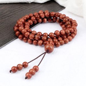 Fili di perline di alta qualità 108 braccialetto mala preghiera 6 mm brillante collana di sabbia dorata donne yoga meditazione braccialetto gioielli per un amico Lars22