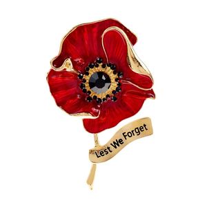 Pins, Brooches CINDY XIANG Eanmel Red Poppies Brooch " Lest We Forgot Pin 2 Colors Available Flower Jewelry Rememberance Day