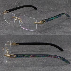 Pearl Seashell Inside Buffalo Horn Metal Rimless Frame Man Woman Square Optical Original Luxury designer Abalone Shell Frames Glasses 8200757 Eyewear Size:57-18-140