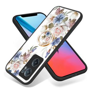 Pierścień palców Kopanie Slim Piękne kwiatowe szklane szklane skrzynie dla OnePlus Nord Ce 2 Ace Nord2t 10 Pro 8t 8 7t 7 N200 N20 N100 N10 Flowers Tward Telefon Cover