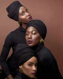 Scarves African Head Wraps For Black Women Pretied Turban Stretch Headband Tie Sleeping Muslim Plain Jersey Scarf Hijab WrapScarves