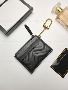 Högkvalitativa designers Kvinnor Key Wallets Keychain Wallet 627064 Slim Design Zipper Pocket Chain With Hook 4 Credit Cards Slots och 1 Zipped Coin Pocket Mini Purse Box