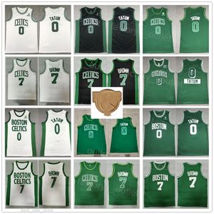 The Finals Man Basketball Jayson Tatum Jersey 0 Jaylen Brown 7 All Stitched Team Color White Green Black para fãs de esportes Pure Cotton