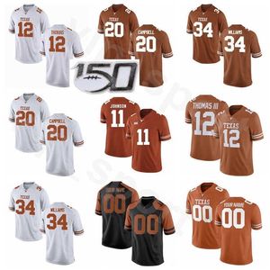 CHEN37 NCAA College Football 34 Ricky Williams Jersey Texas Longhorns 20 Earl Campbell Vince Young Earl Thomas Derrick Johnson Burnt Orange White