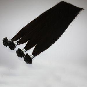 U-образный наконечник Pre Bond Extension Кератиновый сплав Человеческие волосы Двойной шелковый прямой бразильский реми-волос