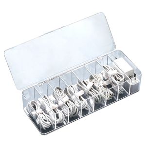 Clear Electronics Organizer Boxes 8 Capacity Management Charger Cord Storage Organisers