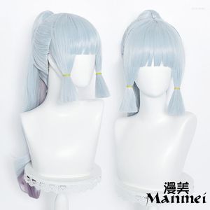 Другое событие вечеринка поставляет игру Genshin Impact Kamisato Ayaka Cosplay Wig Silver Blue Hair Synthetic Wigs высокотемпературный мягкий шелк