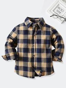 Kleinkind-Jungen-Hemdjacke mit Gingham-Muster und Knopfleiste vorne