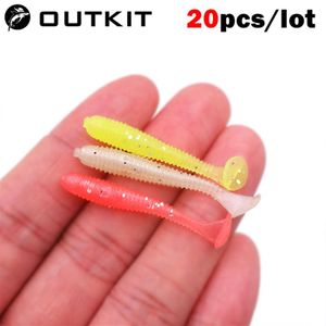 outkit 20pcs lot wobblers mini fishing lures rubber 3.5cm 0.45g soft worm artificial baits bass silicone fish276g
