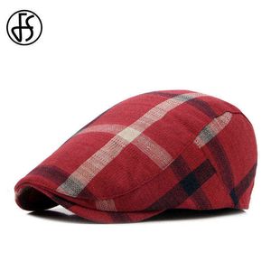 Fs Unisex Classic Plaid Berets Caps For Men Casual Cotton Flat Cap Women Newsboys Gatsby Casquette Gorras Pet Cabbie Hats J220722