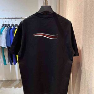 Designer Balanciagas Camiseta Primavera e Verão Nova Moda Onda Manga Curta Masculina e Feminina Mesmo Estilo Solta e Versátil Casual Balenciga balenciagas