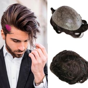 Thin Skin Full PU Base Hair Men Toupee Wig Natural Hairline Durable Remy Unit Replacement System Male Human Hair Capillary Prosthesis