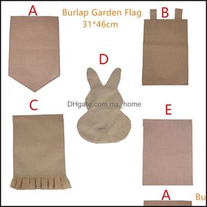 Burlap Garden Flag 31*46Cm Halloween Jute Ruffles Diy Linen Yard Hanging House Decoration Portable Banner 5 Styles Drop Delivery 2021 Decora